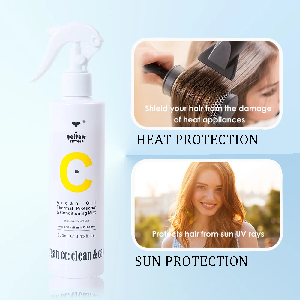 private label heat protector hair perfume mist organic essential argan oils honey silk hair repair spray