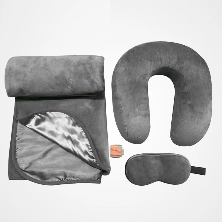 Набор для путешествий в самолете, наборы для полетов для женщин, сумка для авиалиний с одеялом, маска для глаз, тапочки, подушка
