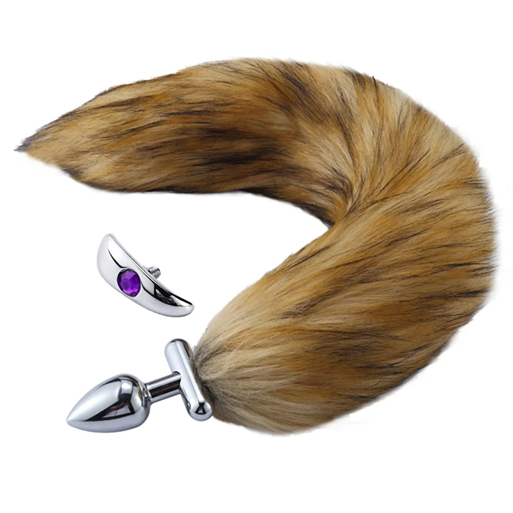 Deformable Replatable Fox Tail Butt Plug for Couples Flirting Cosplay Animal Fox Tail Ears Set No Vibrator Metal Anal Butt Plug