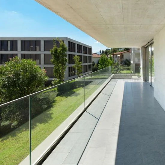 Frameless front porch glass railing u channel aluminium density toughened glass railing