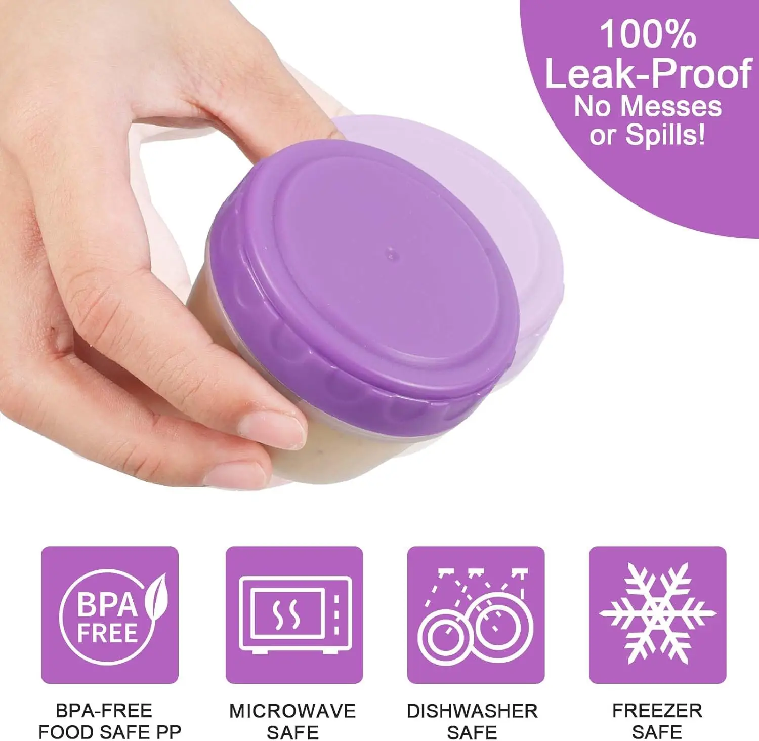 2.7oz Leak-Proof Small Food Storage Containers Reusable Condiment Salad Dressing Container To Go