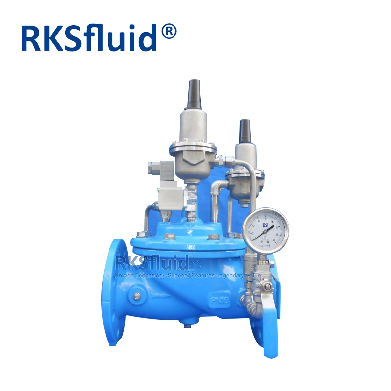 ANSI 200x пилотный гидравлический регулирующий клапан PN10 PN16 для контроля воды из высокопрочного чугуна с двойным