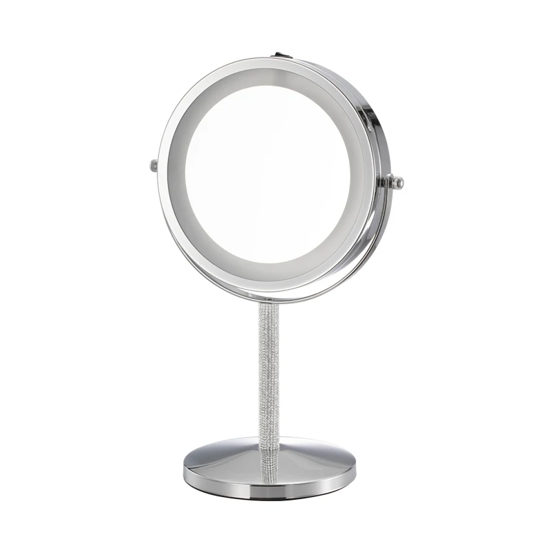 Custom Double Side Table Mirror Vanity Magnifying Lady Metal Led Makeup Stand Desktop Mirror For Bathroom