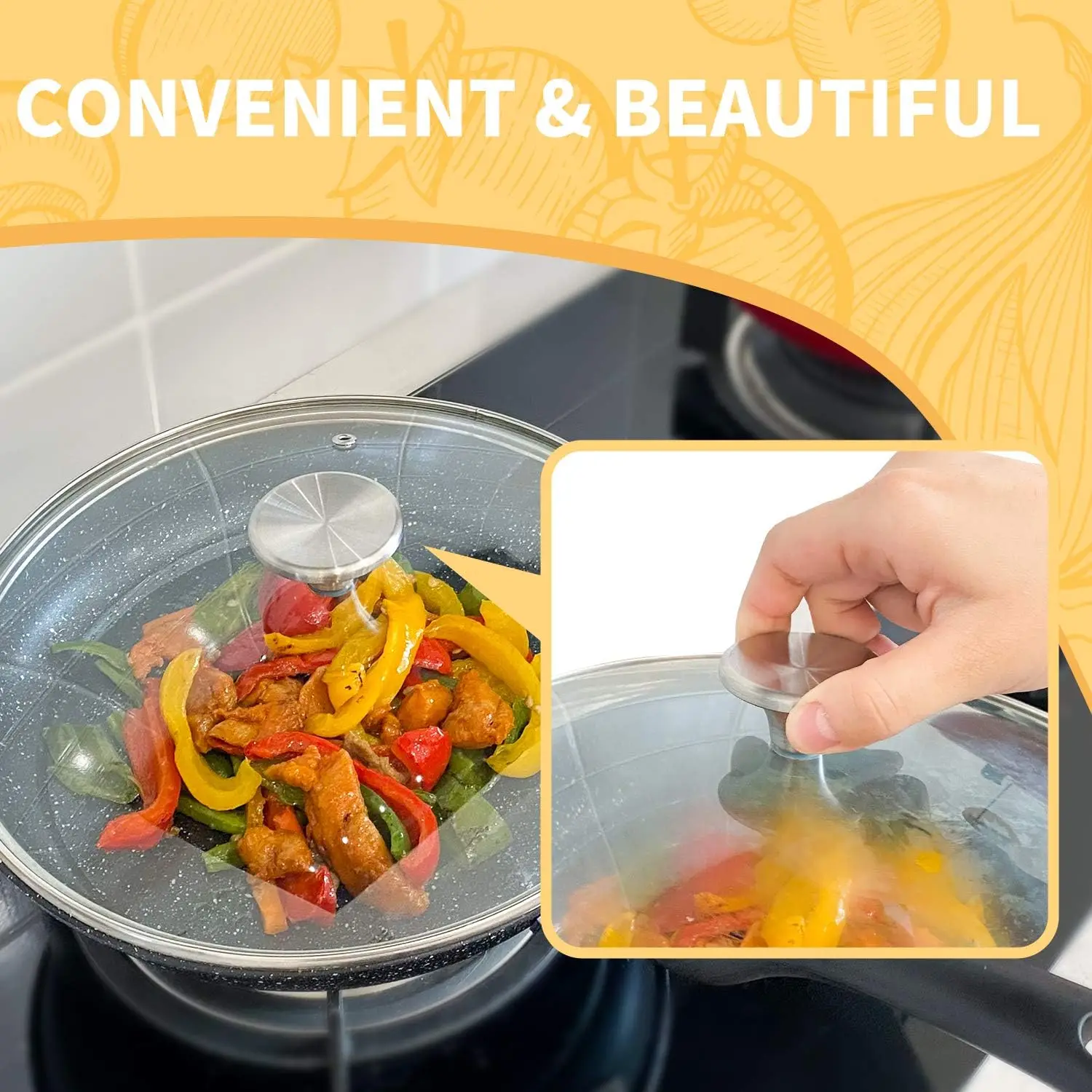 Stainless Steel Replacement handle pot lid knob cookware knob for Cast-Iron pot