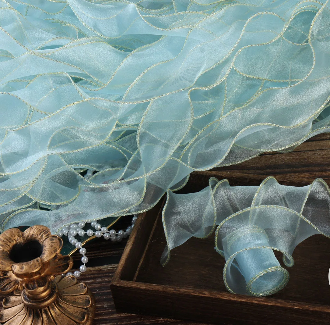 Wholesale 4CM Silk Organza Gold Silver Wire Edged Fishtail Ribbon For Wedding Bouquets Birthday Party