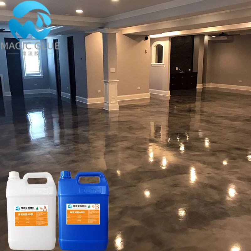 Two part clear metallic epoxy resin for floor coating pigments