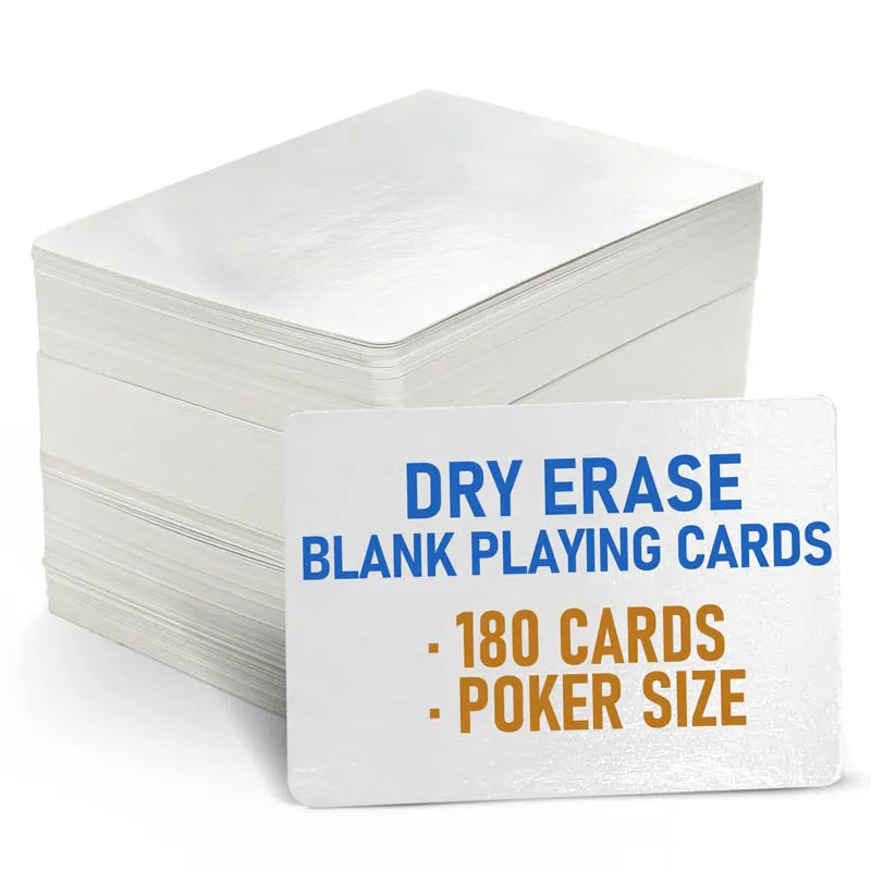 High-Quty 180-Count Flash Cards Custom Blank Poker Playing Cards Write-On Paper Game luxury Card With Chip PVC Smart Blank