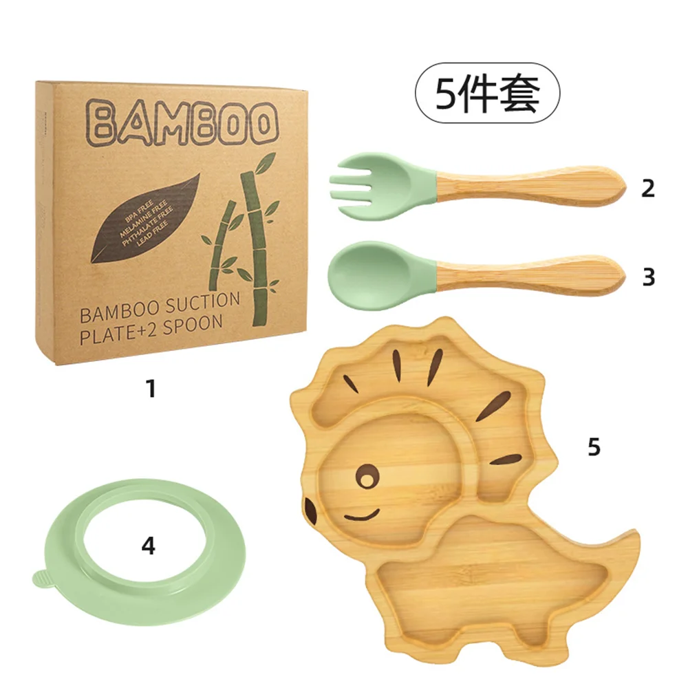 Cute Kids Crad Shape Dishwasher Natural Feeding Suction Plate Bamboo Fiber Plates