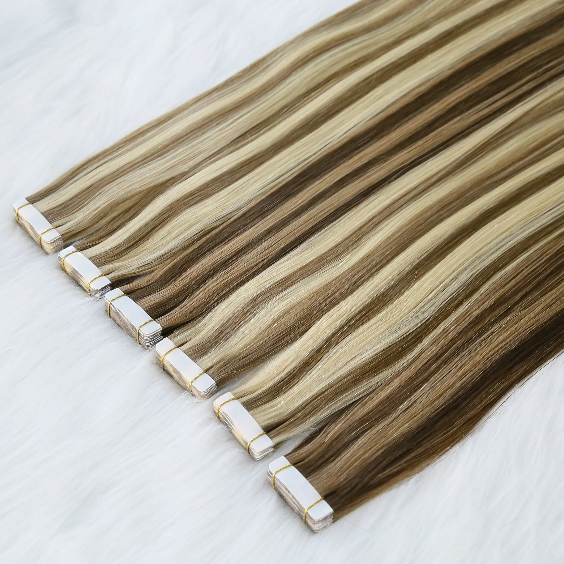 Wholesale  Top Quality Brazilian  Cuticle Virgin Remy Hair  Piano Colors Tape In Hair For Luxury Brand
