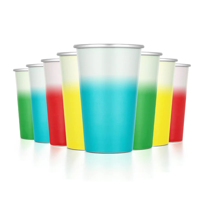 Promotional Custom Color Changing Disposable Reusable Stainless Steel Aluminum Drinking Cup Beer Cup For Party Restaurant