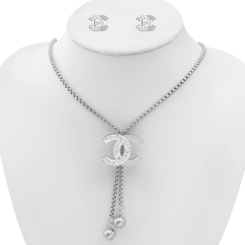 Gold Round Shaped Jewelry Set Fashion Stainless Steel Jewelry 2019 New Design Charm Jewelry Set Wholesale