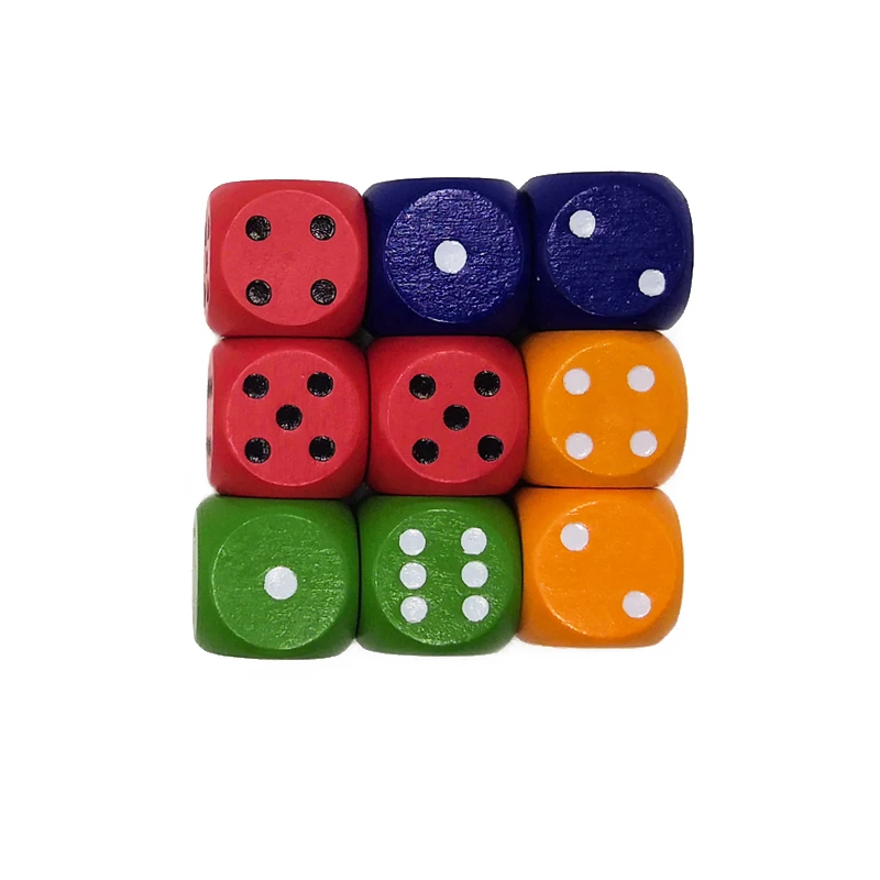Natural Wooden Printed Dice with Gold Dots Colored Wooden Game Dice 12/14/16/18/20mm