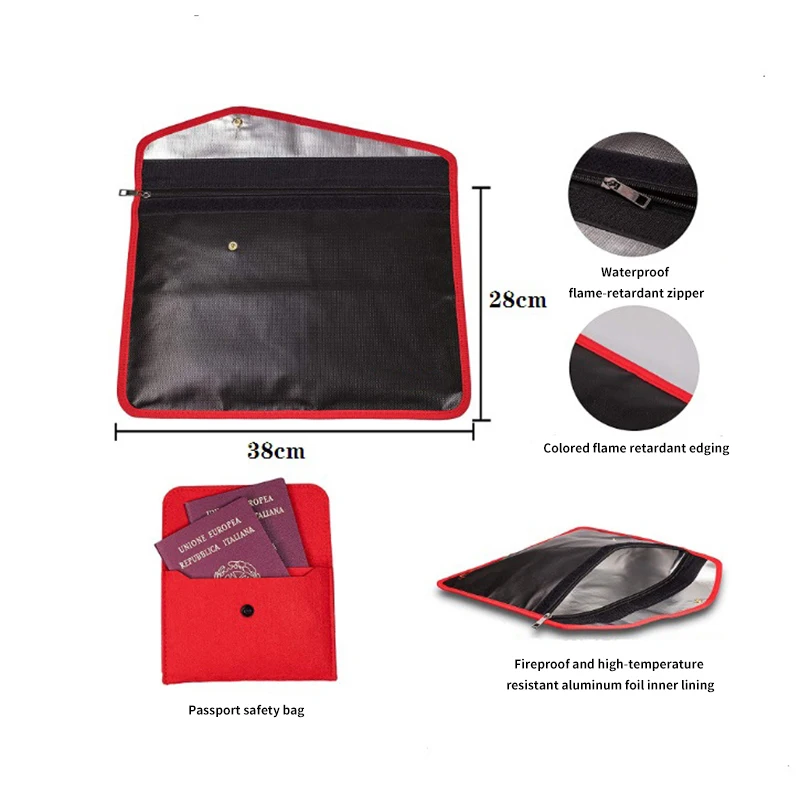 New fireproof document fiberglass aluminum foil fireproof bag aluminum foil thermal insulation file bag
