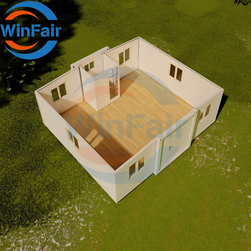 WinFair 20Ft Foldable Homes Mobile Prefab Beach House Steel Portable Expandable Container Villa House With Restroom