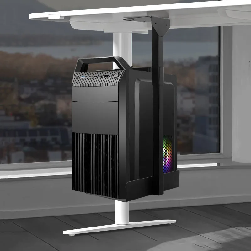 Adjustable Under Desk Heavy Duty Swivel Upgraded Easy Cable Access Wall PC Mount Bracket Computer Case CPU Holder for office