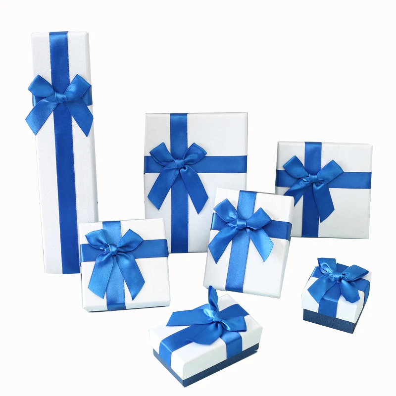 wholesale paper ribbon necklace jewelry box with bow