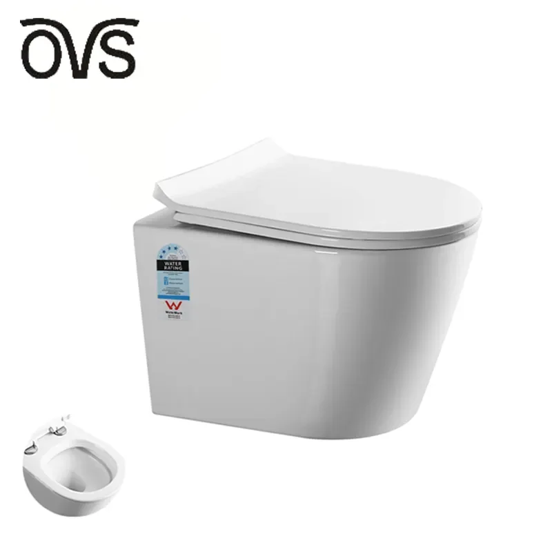 OVS Top Quality One Piece Ceramic Bathroom Beffen Wall Mount Wc Wall Hung Hanging Toilet G1127