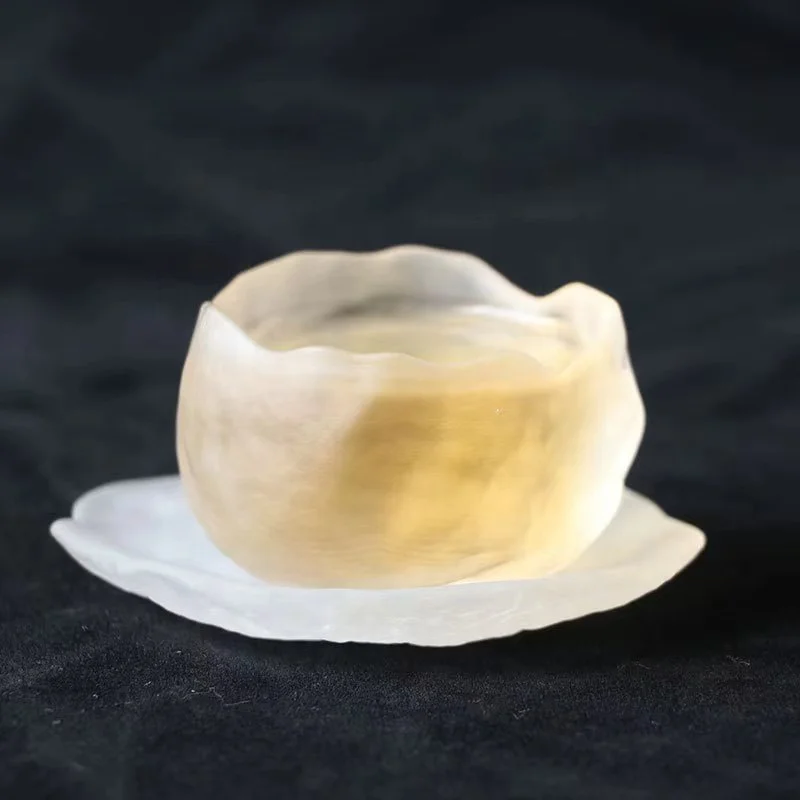 Hot pink clear frosted tea glass custom colored teacup set