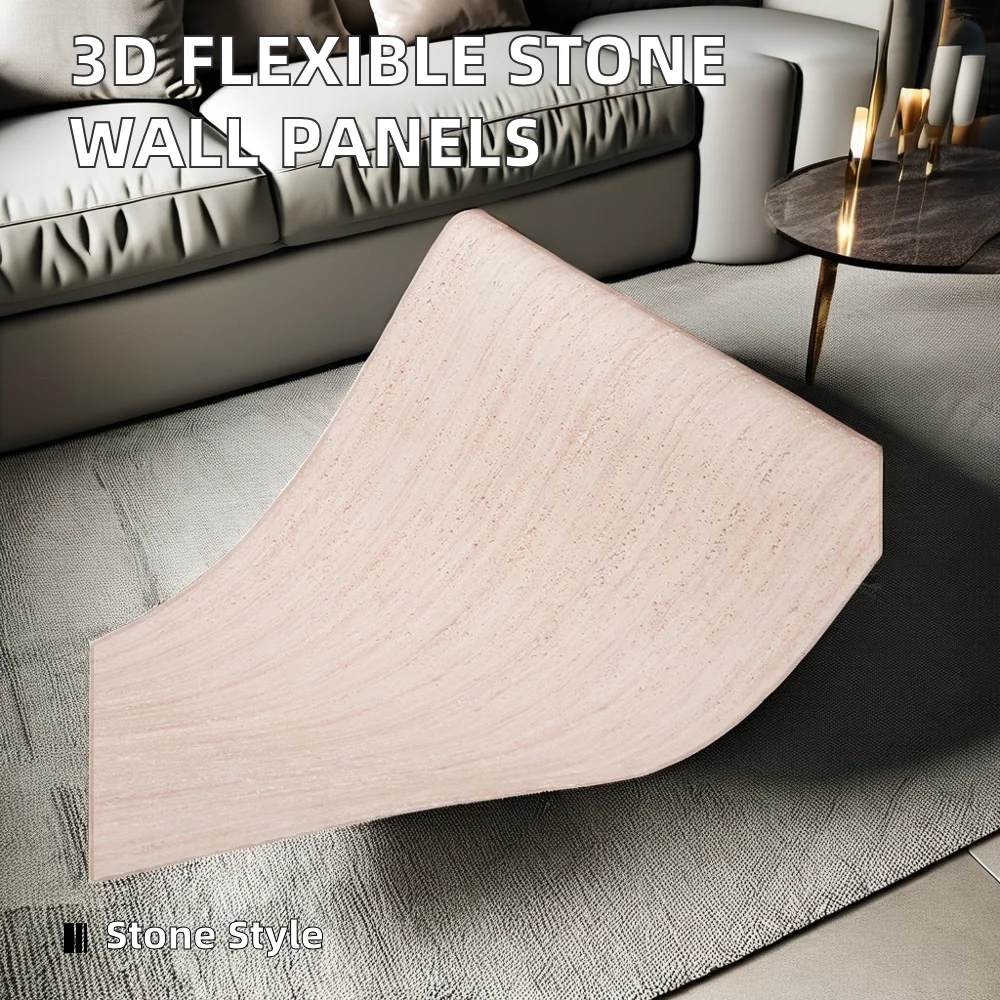 3D Modern Outdoor Soft Flexible Artificial Travertine Wall Panels Faux Interior Cladding Veneer Modified Clay Material Tiles