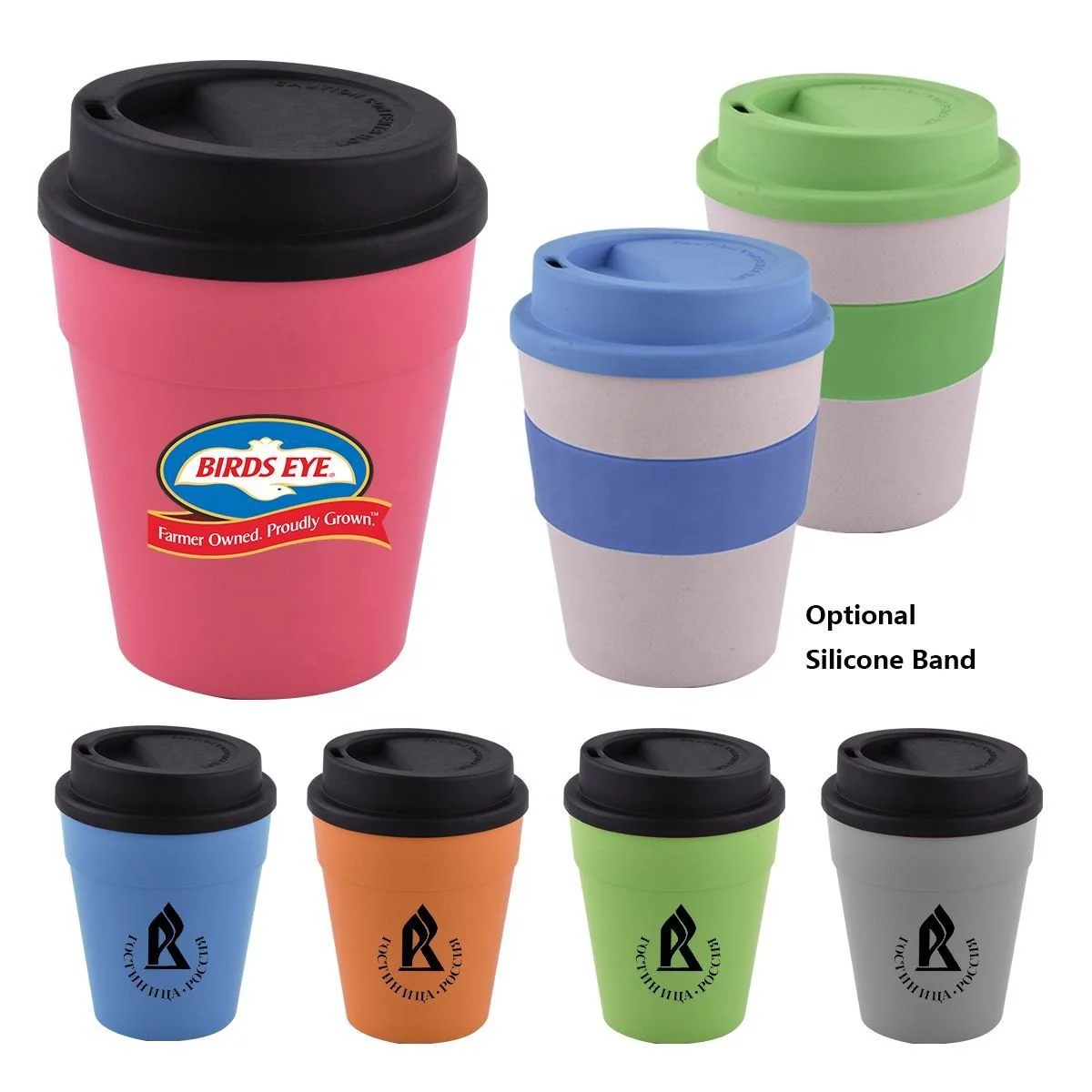 Hot Sale Bamboo Fiber Coffee Cup Travel Tumbler BPA Free Reusable Eco-Friendly With Lid and Sleeve 12 Oz. 16