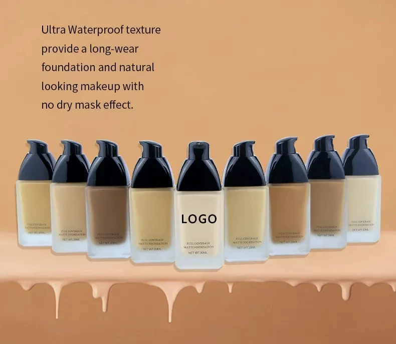 Organic Pigments Makeup Base Waterproof and Matte Liquid Foundation for Dark Skin