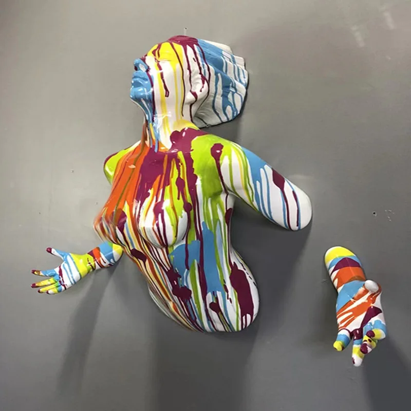 2023 Factory custom Fiberglass abstract home decoration sculptures fiberglass resin pop art portrait statues for wall decor