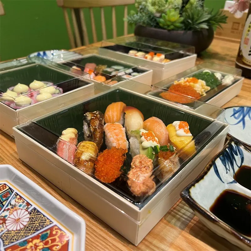 Newell Sushi Box Takeaway Plate Biodegradable Plates Disposable  Food Tray Custom Logo Sushi Takeaway Plate For Packaging