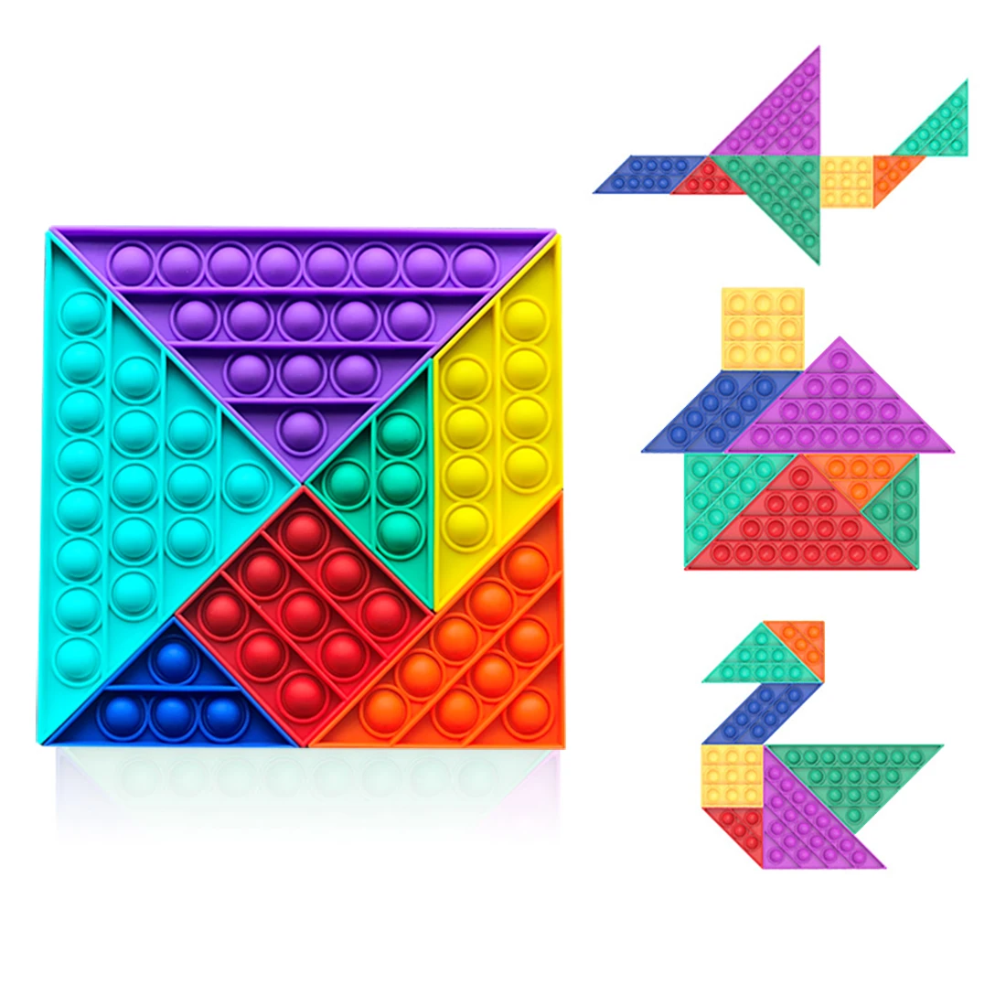 
wholesale Brain Game Tangram Digital Combination Reliever Autism Sensory Push Bubble Fidget Toys Set 