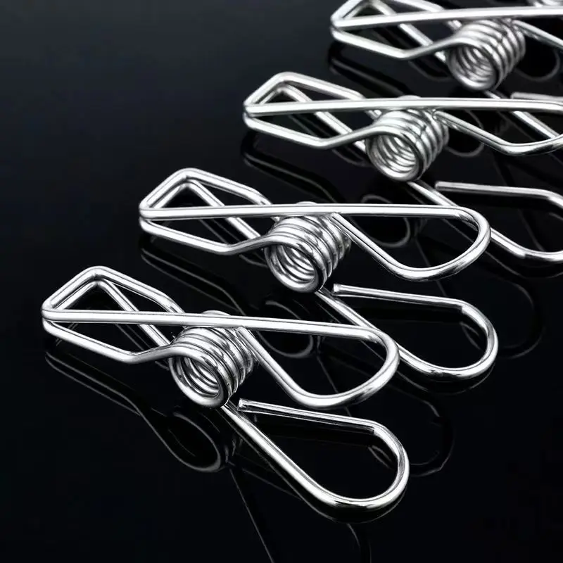 Clothes Chip Clips All Metal Stainless Steel Pin No Rust Stains Extra Large Wide for Holding Clothes Snack Bag Clamps