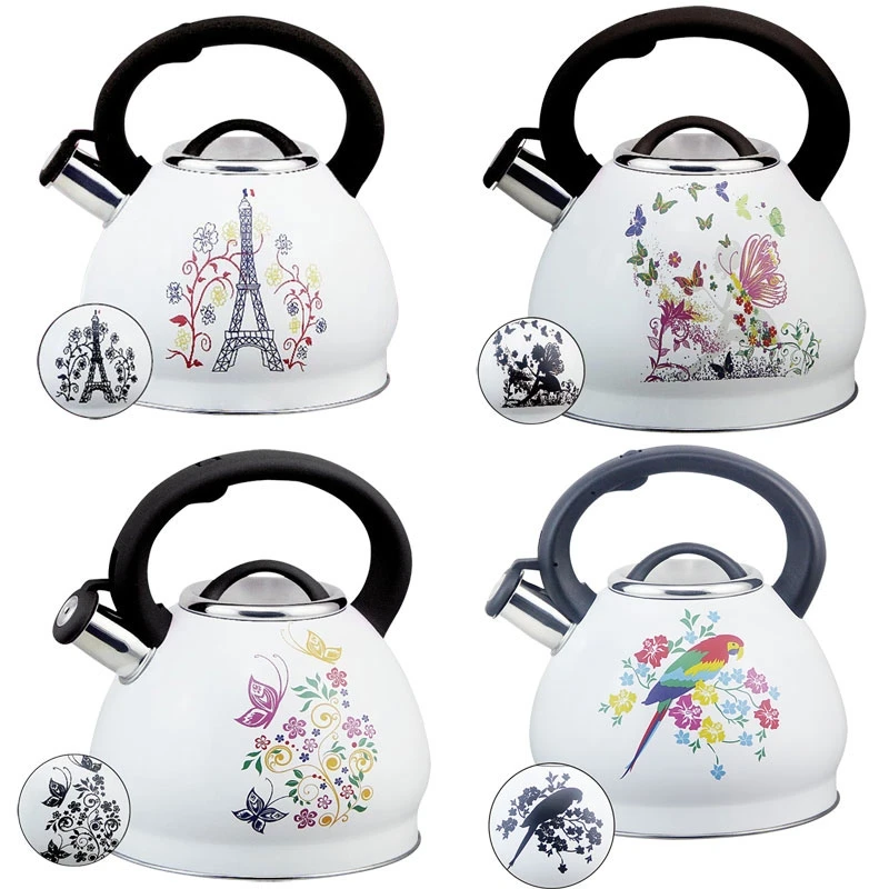 Stainless Steel Colored Kettles with Heating Classic Design Color-Changing Decal for Water Usage Magical Metal Magic