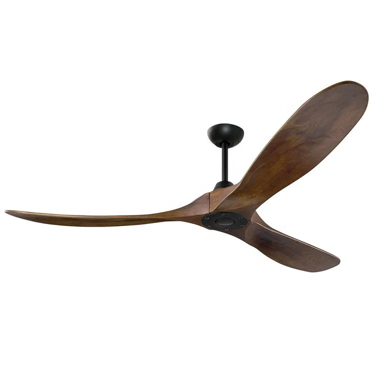 Modern Luxury European Style 60 inch DC Ceiling Fan Wood Blade Remote 100-240V Living Room Ceiling Fan in Wooden