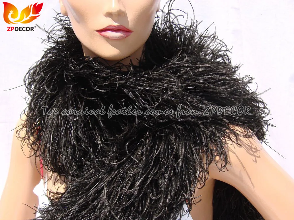 ZPDECOR Factory Wholesale Clothing Made of Feathers Cheap 8 Ply White Ostrich Feather Boas Scarf for Fashion Show