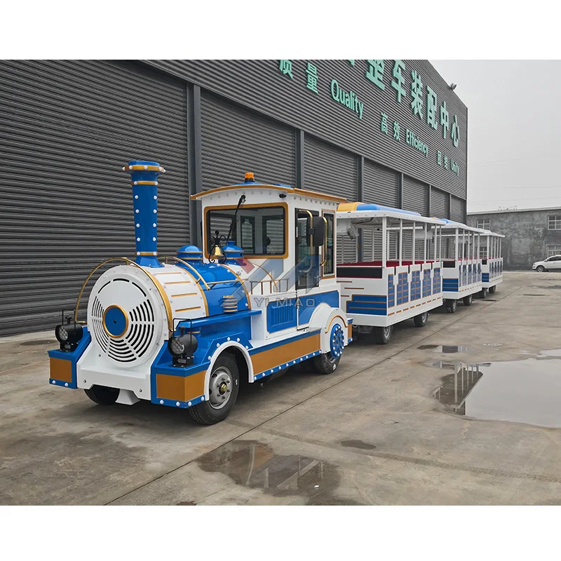 Yimiao 2023 New  Directly factory Big size 60 persons Diesel Train Battery Trackless Train Ride Road Train For Sale