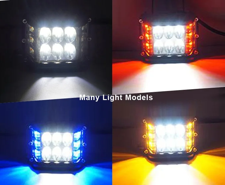 LED Work Light Bar 4Inch Cube Side Shooter White Red Blue Yellow Amber Spot Flood Driving Strobe flash Lamp Fog Pod light