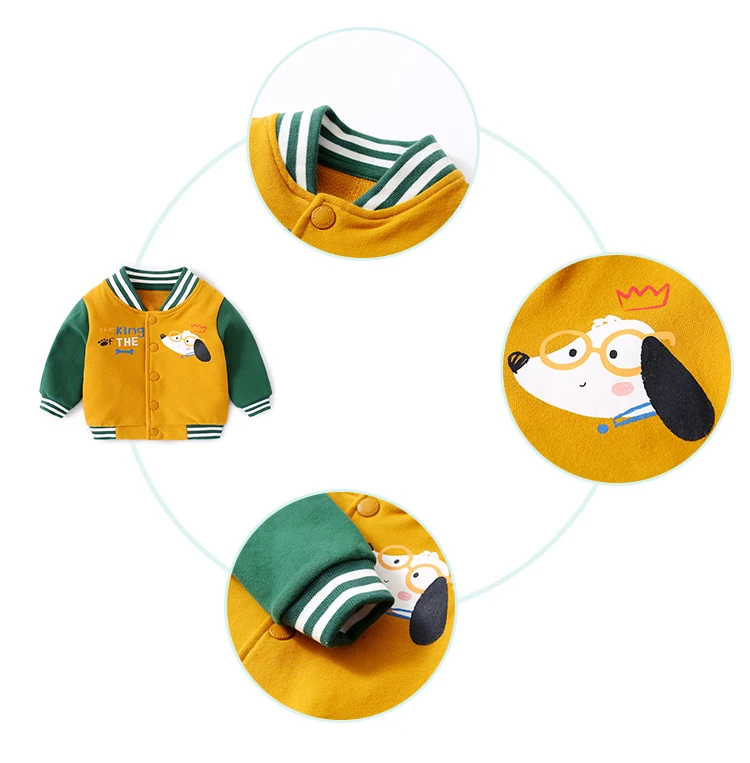 
Unisex cartoon printing french terry fabric baby coat baby outwear jacket 