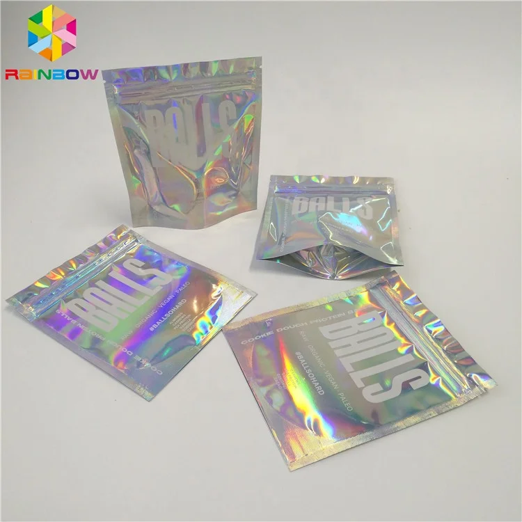 Rainbow Iridescent Zip Lock Bags Cosmetic Plastic Laser Bags Holographic Makeup Pouch Hologram Mascara Zipper Bags