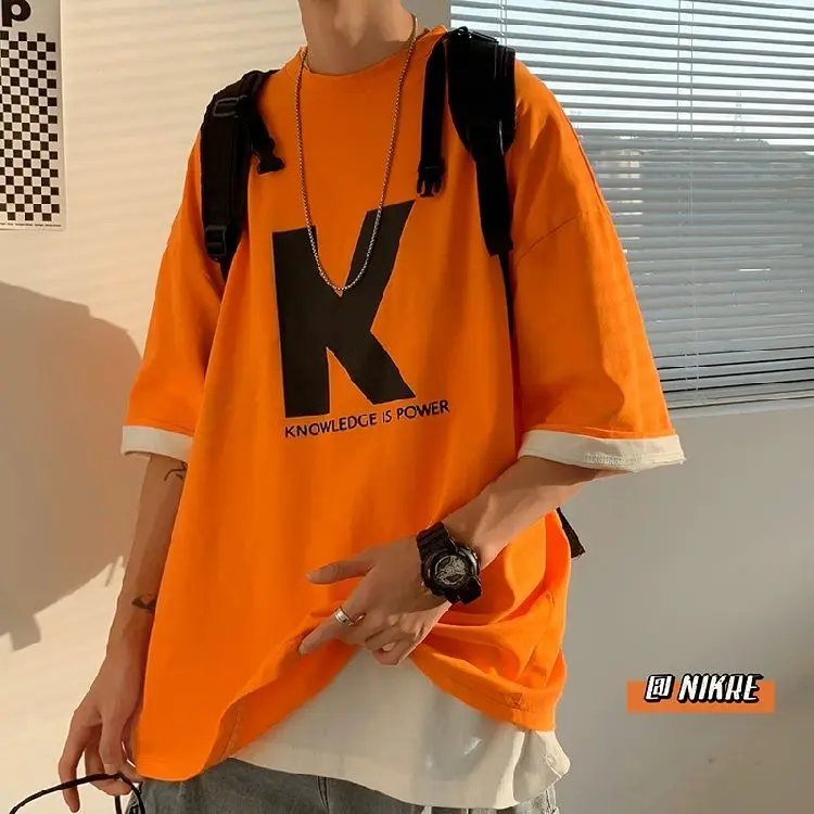 
Summer big letter print short sleeve T-shirt for men and women oversized t shirt 