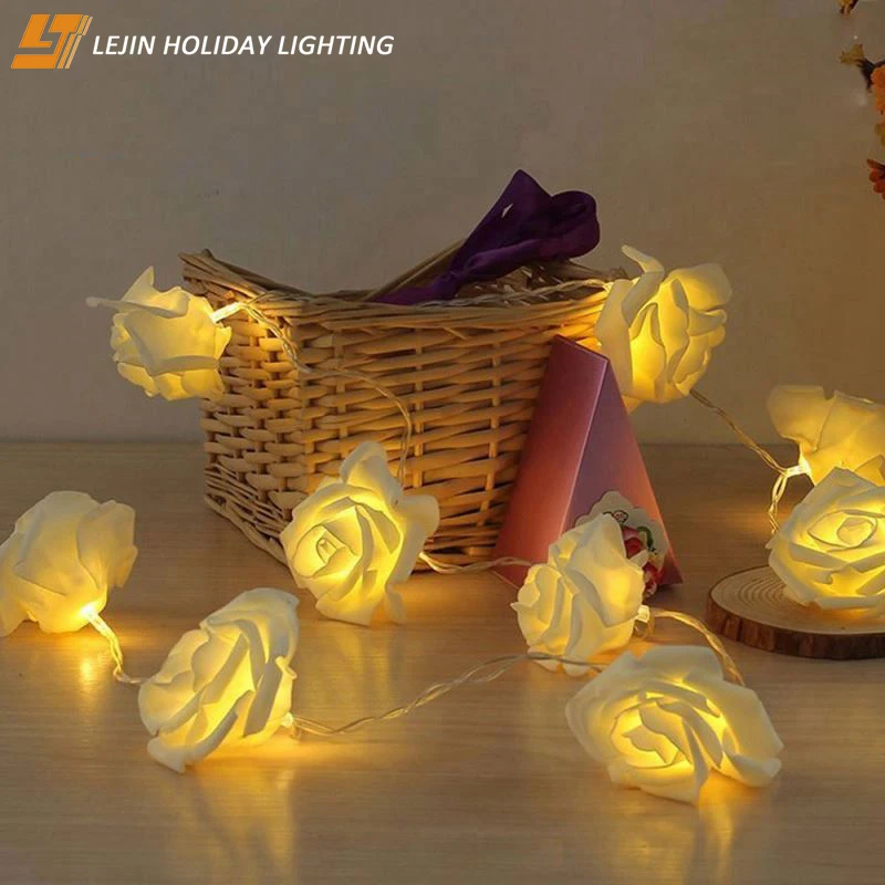 Lejin 5 м 20 светодиодов роза цветок ПВХ зеленый светодиод Фея на Рождество