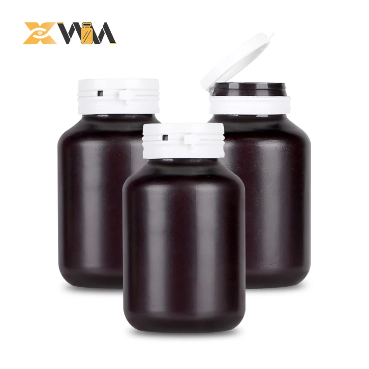 HDPE 120ml/150ml/200ml round Health Care Medicine Container Capsule Jar with Screw Cap for Pill Storage Screen Printing Surface