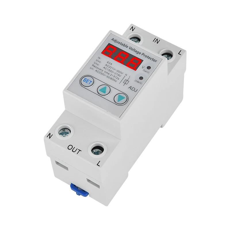 40A 63A 80A 100A 230V voltage control relay Din Rail Automatic Adjustable Digital Over Under Voltage Protector