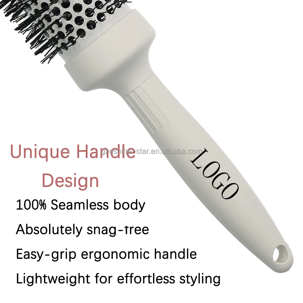 Professional Salon Ceramic Thermal Barrel Brush White Round Styling Hair Brush for Precise Styling