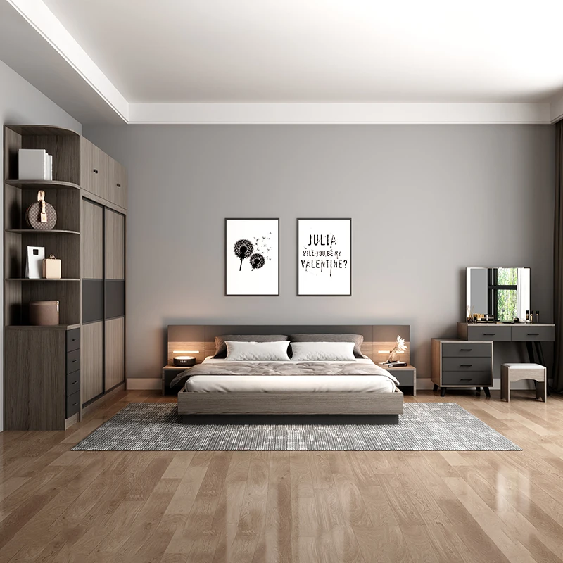 Modern Design King Size Wooden Double Bedroom With Mattress Home Furniture Bed