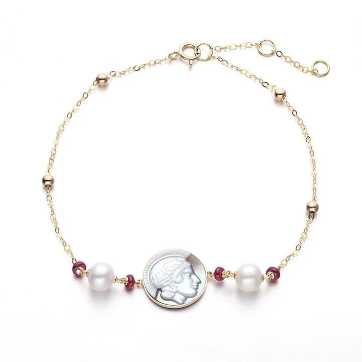 Модный браслет ювелирные изделия с ЧПУ гравировкой природы матери Устрица 18-каратного золота ювелирные изделия рубиновый браслет из пресноводного жемчуга