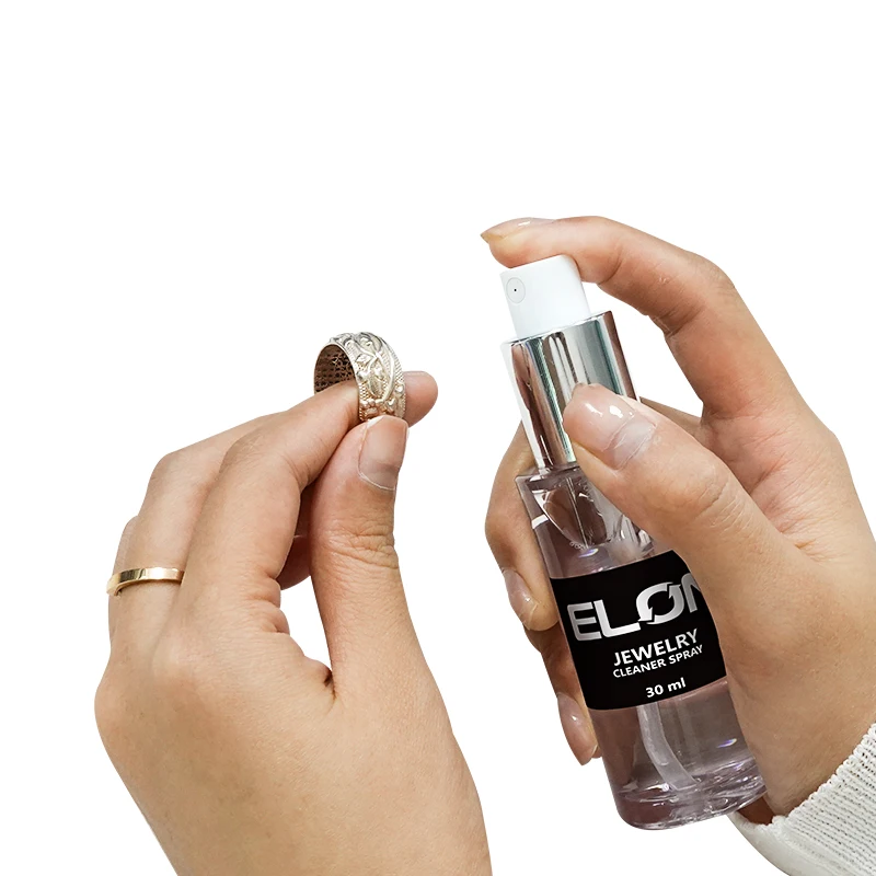 ELON Natural Liquid Jewelry Cleaner Solution with Brush and Luxury Box for Gold Silver Diamond Cleaning
