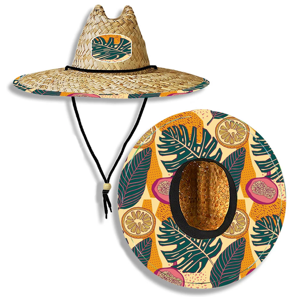 2022 summer unisex hawaiian surfing lifeguard men straw beach sun fishing hats hat with big brim