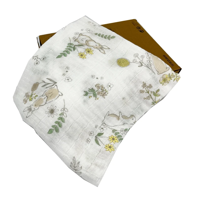 2022NEW Design Cotton Receiving Security Super Soft Wrap,120*120 Bamboo Muslin Swaddle Baby Blanket