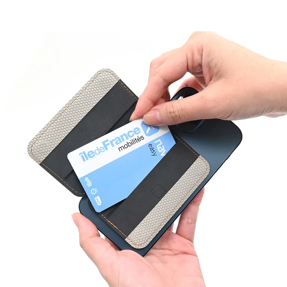PU Leather Magnetic Cell Pocket Card Holder With Support Stand Foldable Mobile Phone Wallet Case Card Bracket Holder