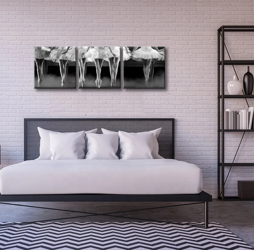 Black and White Ballet Wall Decor Beautiful Ballerinas Dancing with White Tutu Poster Picture Modern Girl Room Decoration