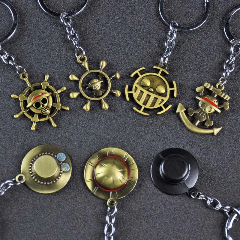 Popular Items Anime Peripheral Logo Metal Keychain Straw Hat Key Ring Ornament Pendant