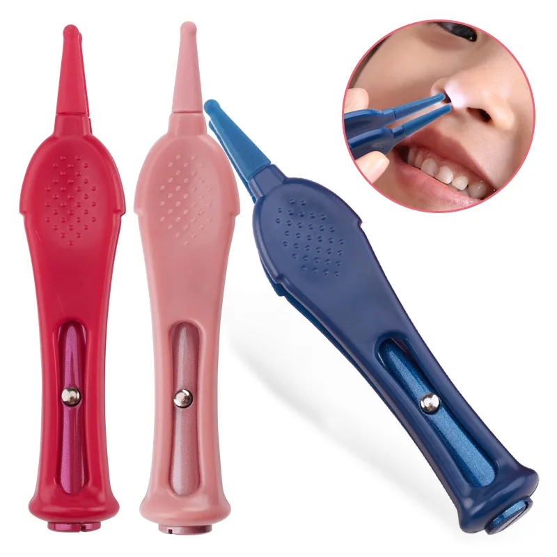 Pink color Tweezer for baby Booger cleaner for baby nose for ear children product with light